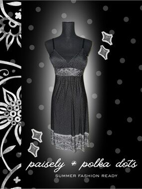 💚 Y2K Polka dot paisley dress by French quarter